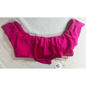 Trina Turk Swim Bikini Top Pink Ruffle‎ Size 10 NWT